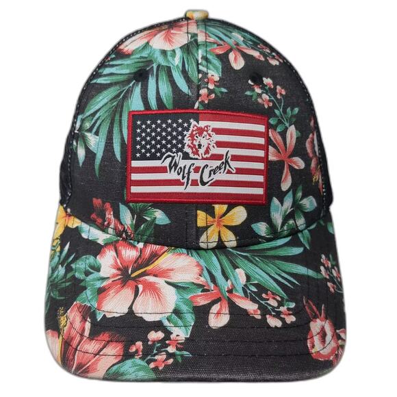 Pukka Other - Pukka Wolf Creek US Flag Wolf Trucker Hat Black Red Floral Mesh Snapback OSFM
